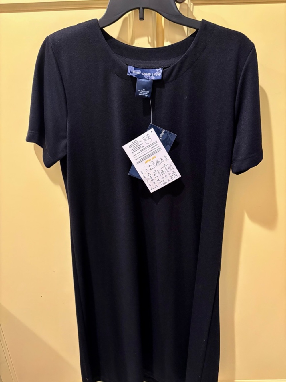 Susan Graver Black Midi A-Line Short Sleeve Dress NWT - Picture 2 of 4